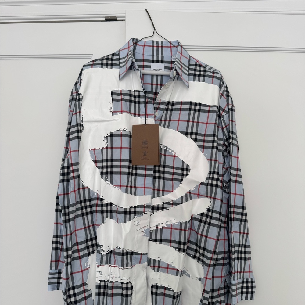Burberry Black and White Plaid Shirt